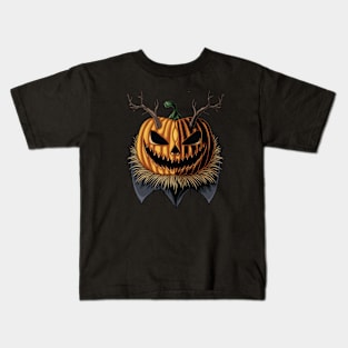 Horned Pumpkin Kids T-Shirt